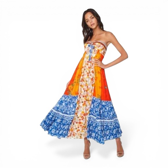 Free People Golden Dreams Maxi dress size large
Patchwork strapless vacation - Picture 5 of 16